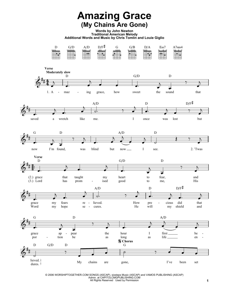 Amazing Grace My Chains Are Gone Sheet Music Direct