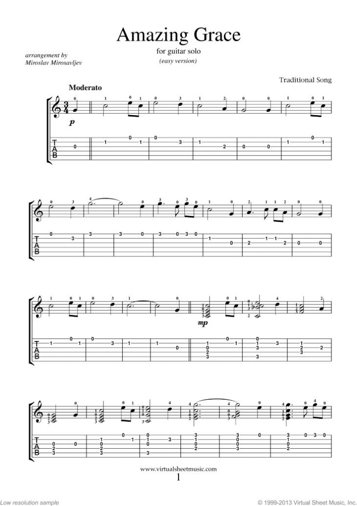 Amazing Grace Sheet Music For Guitar Solo PDF interactive In 2022 