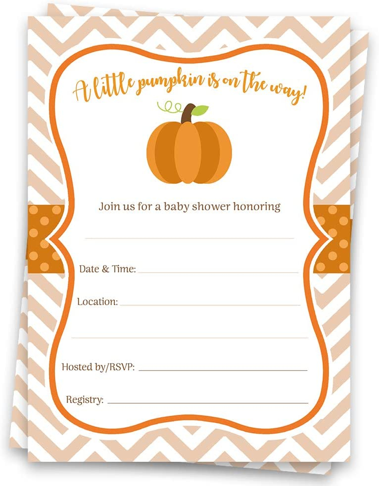 Amazon Pumpkin Fill In The Blank Baby Shower Invitations Chevron 