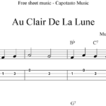 Au Clair De La Lune Easy Free Ukulele Tab Sheet Music