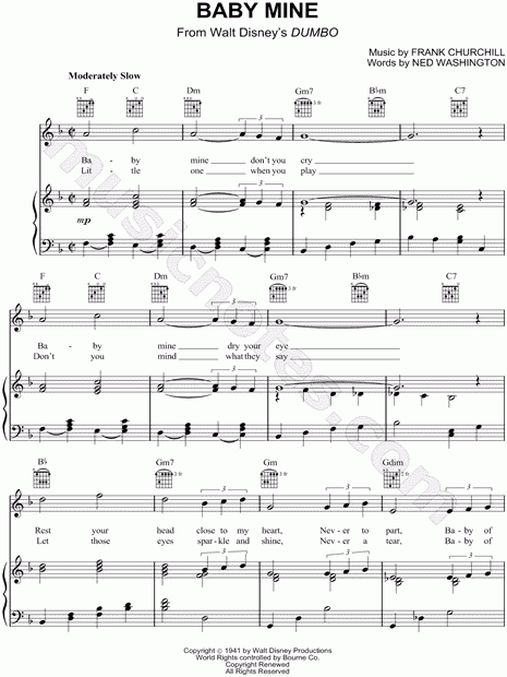  Baby Mine From Dumbo Sheet Music In F Major transposable 