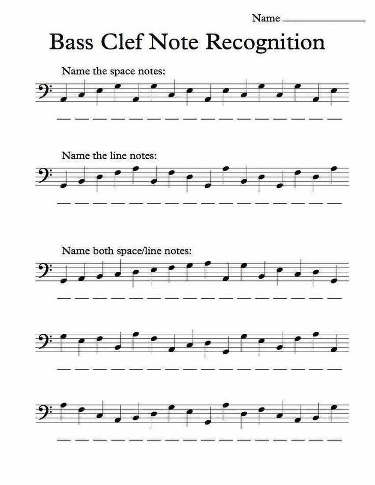 Bass Clef Note Recognition Worksheet pianoclasses Music Theory 