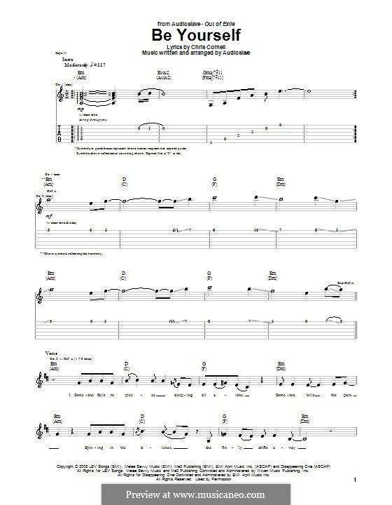 Be Yourself Audioslave By C Cornell Sheet Music On MusicaNeo