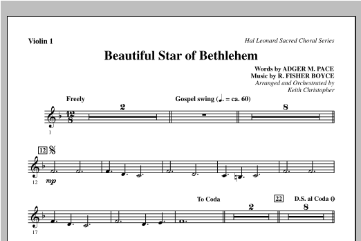 Beautiful Star Of Bethlehem Violin 1 Sheet Music Direct