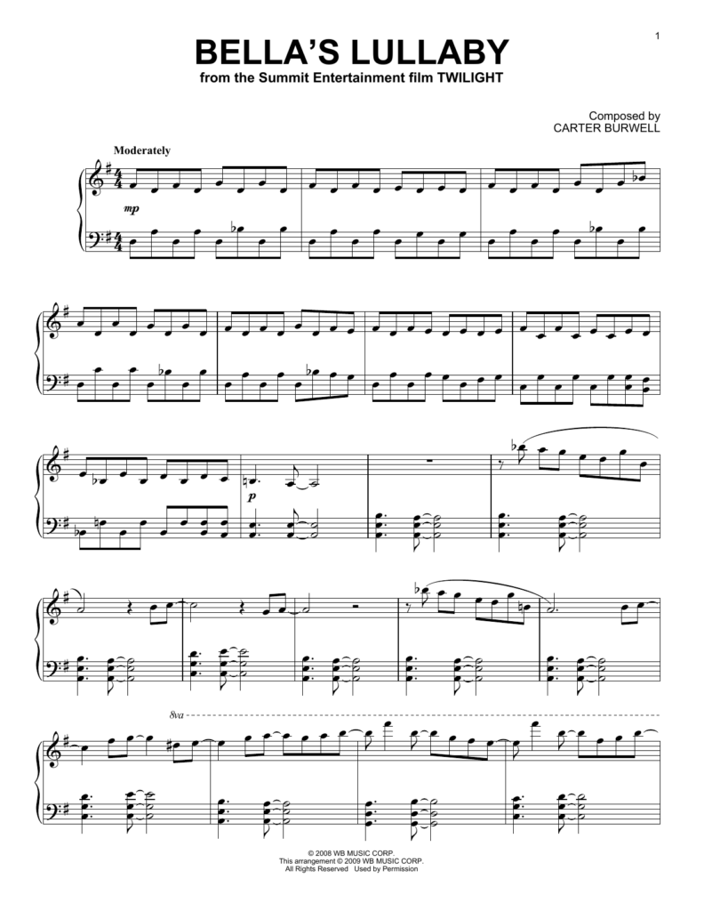 Bella s Lullaby Sheet Music Direct