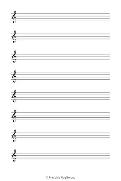 Blank Music Sheets Portrait US Letter Size 5 Pages Printable 