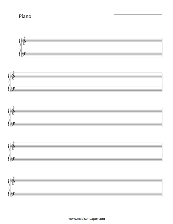 Blank Piano Sheet Music Madison s Paper Templates