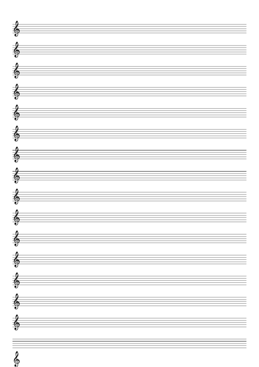 Blank Staff Paper 16 Staves Treble Clef Printable Pdf Download