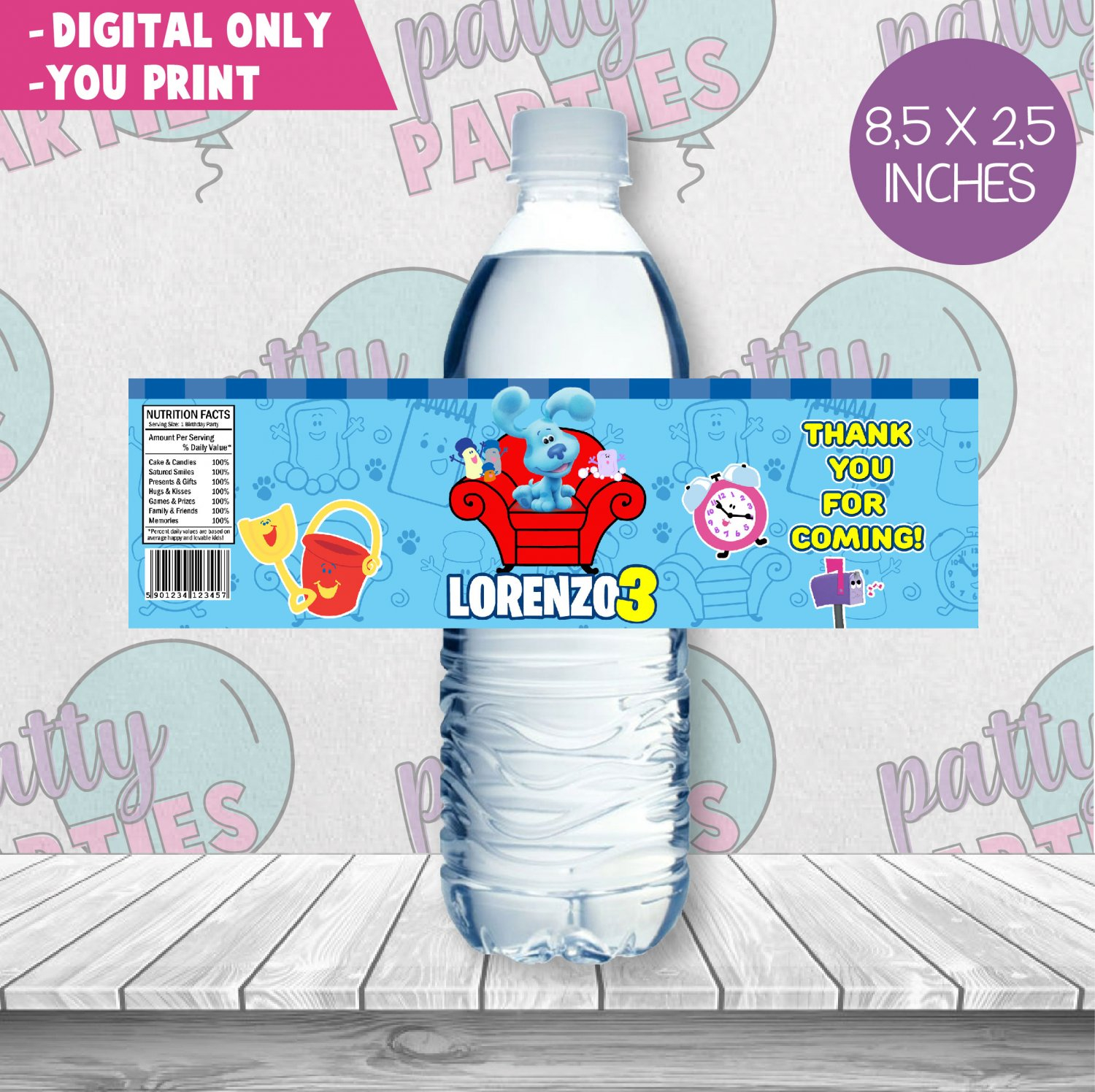 BLUE S CLUES WATER BOTTLE LABEL