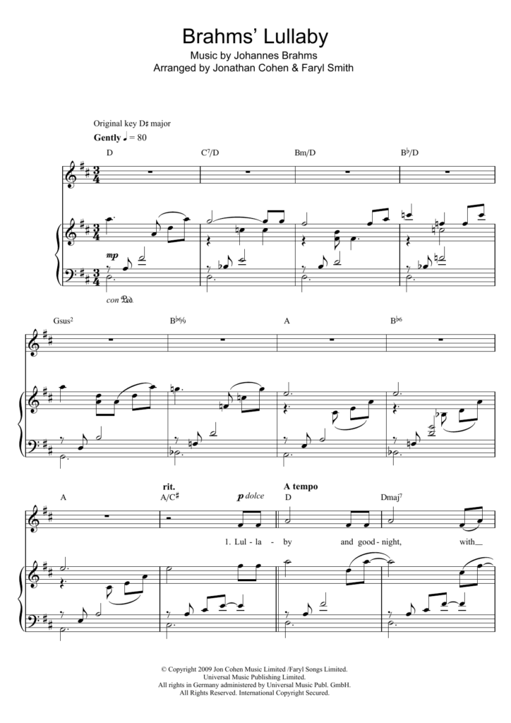 Brahms Lullaby Piano Sheet Music Free Best Music Sheet