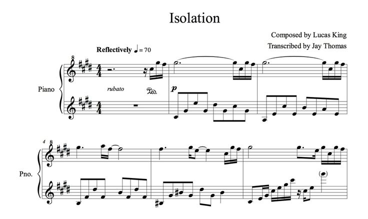 Buy Lucas King Isolation For 4 95 Sheet Music For My Original 