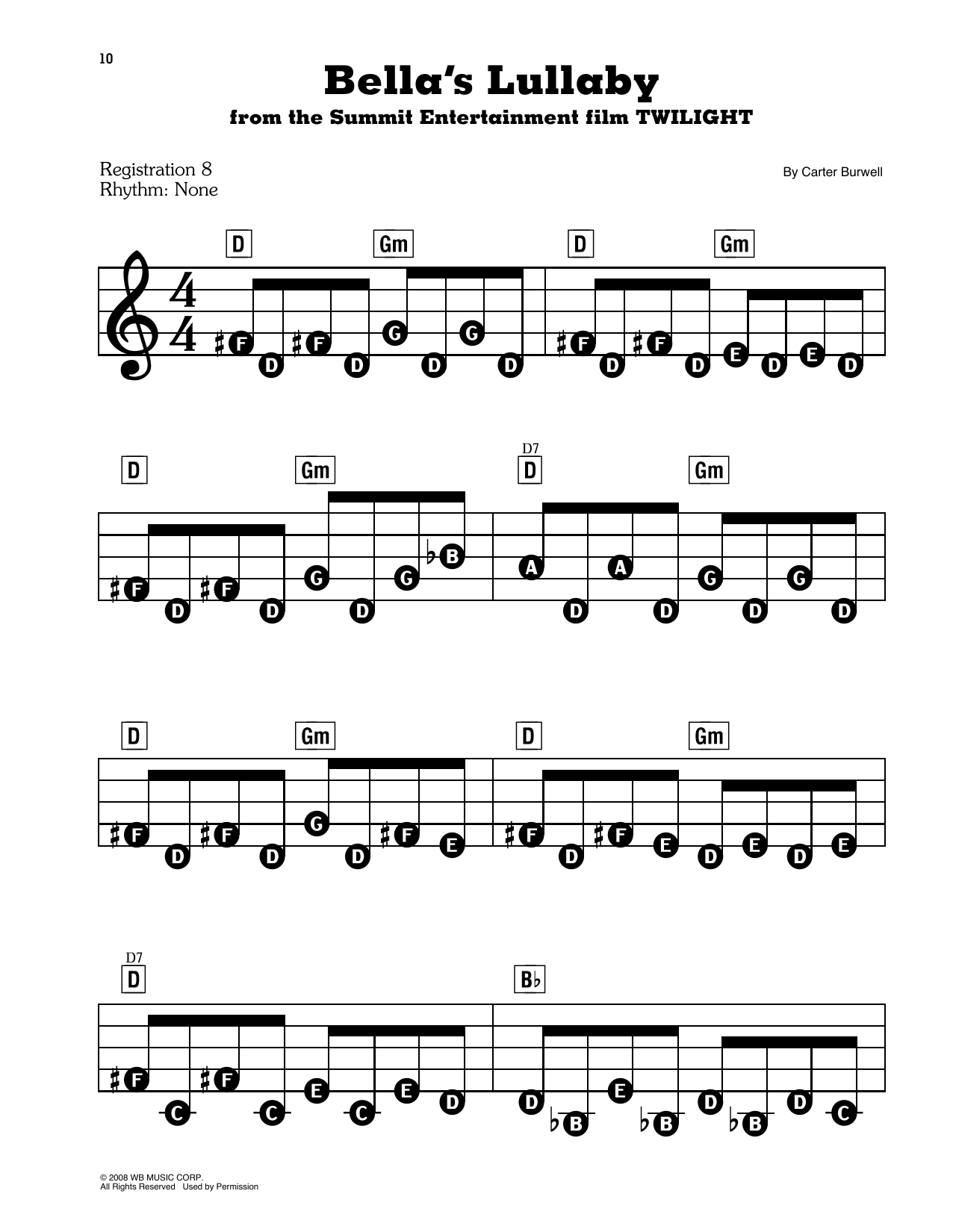 Carter Burwell Bella s Lullaby from Twilight Sheet Music PDF Notes 