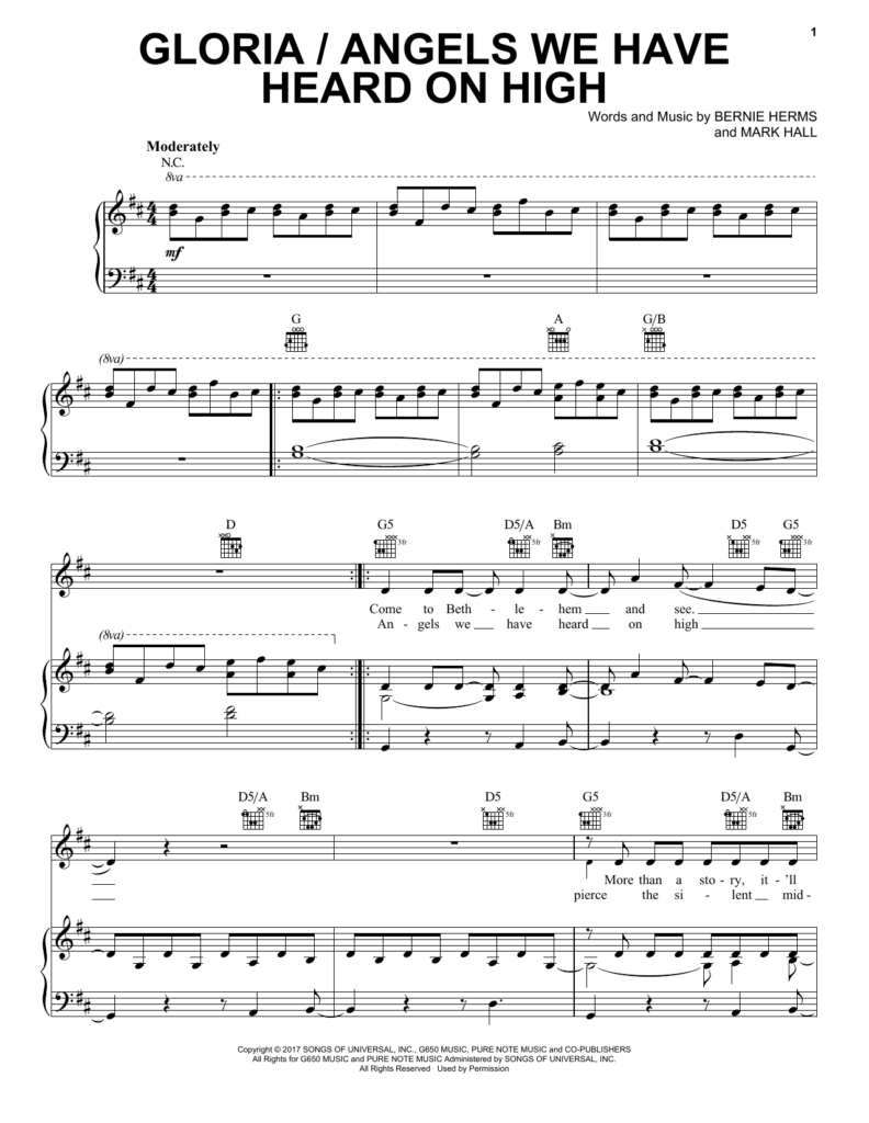 Casting Crowns Gloria Angels We Have Heard On High Sheet Music 