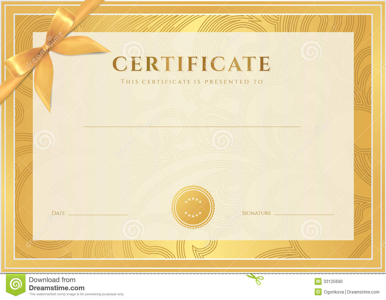 Certificate Diploma Template Gold Award Pattern Stock Photo Image 