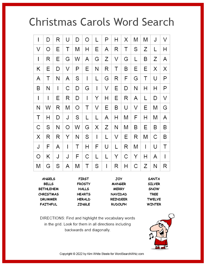 Christmas Carols Word Search