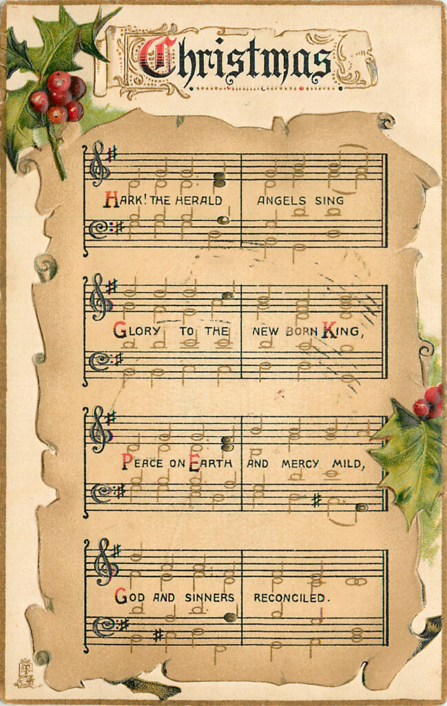 CHRISTMAS HARK Music Notation Holly TuckDB Postcards