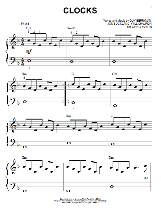 Clocks Sheet Music Direct