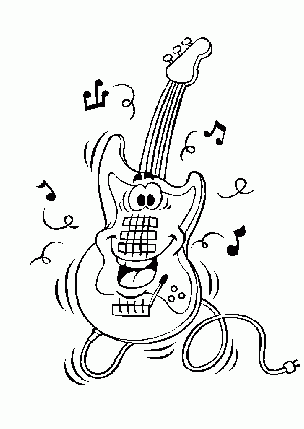 Coloriage Musique La Guitare Folle