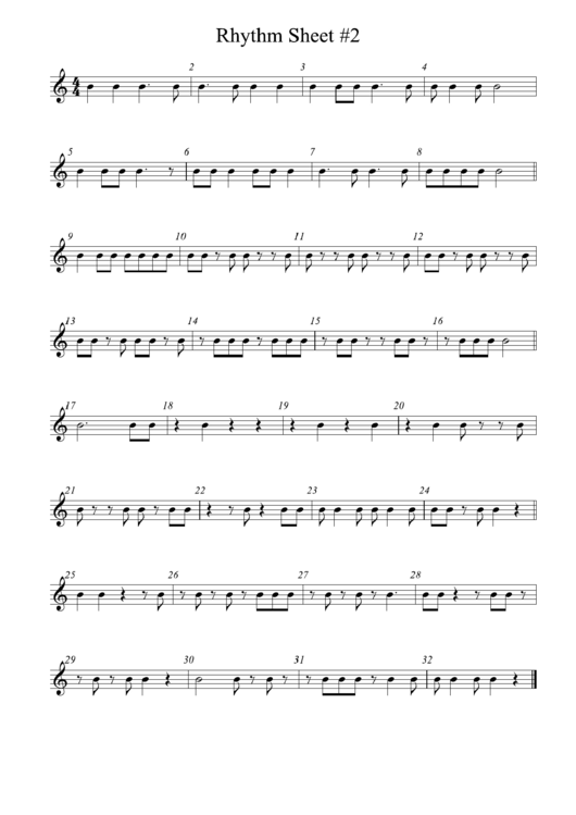 Concert Band Rhythm Sheet Number 2 Printable Pdf Download