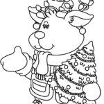 Cute Girl Reindeer Christmas Tree Coloring Page Christmas Coloring