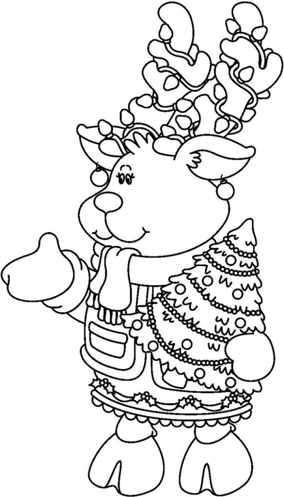 Cute Girl Reindeer Christmas Tree Coloring Page Christmas Coloring 