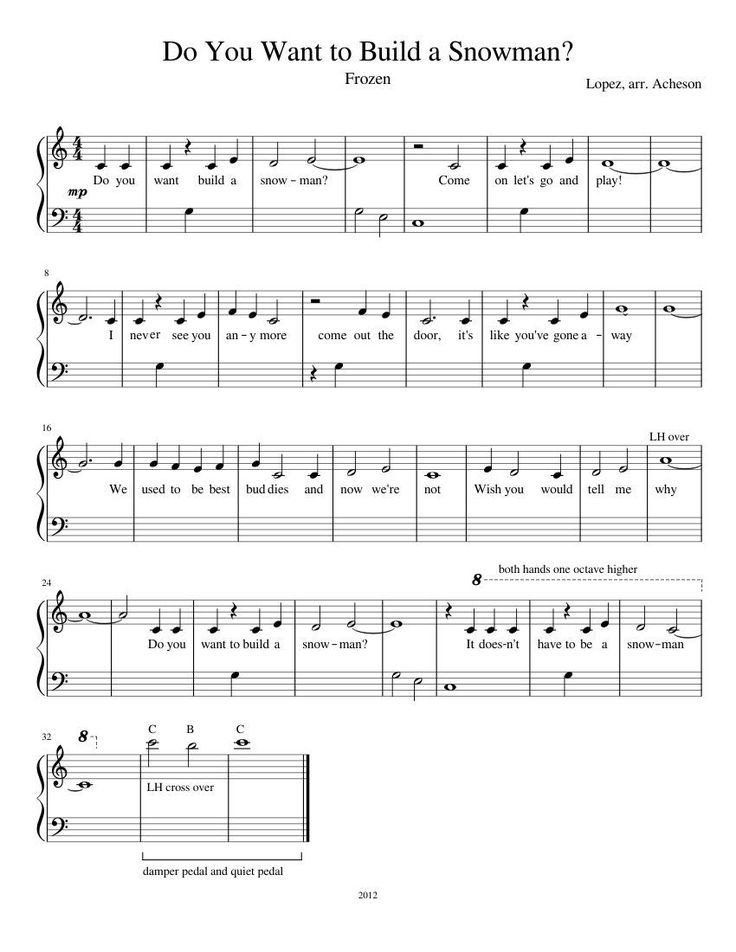 Do You Want To Build A Snowman PRIMER LEVEL In 2020 Piano Sheet 