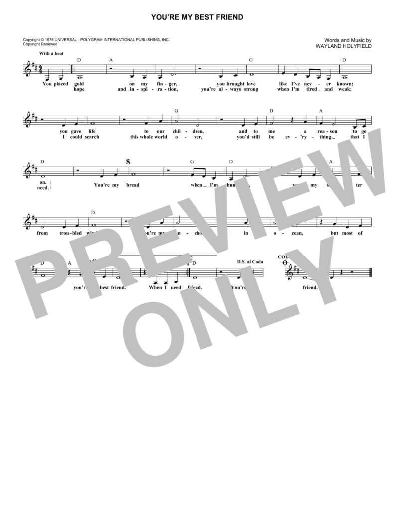 Don Williams You re My Best Friend Sheet Music Notes Download 