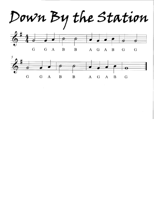 Down By The Station Piano Sheet Music Printable Pdf Download