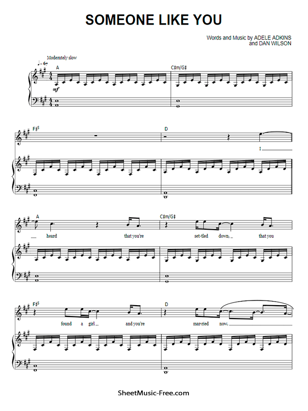 Download Someone Like You Sheet Music Adele Download