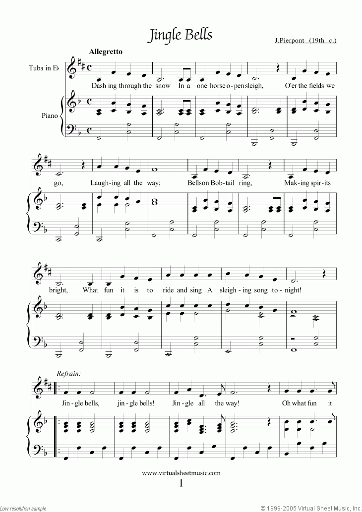 Easy Christmas Tuba In Eb Sheet Music Songs Printable PDF 