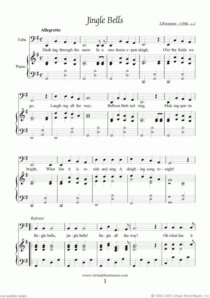 Easy Christmas Tuba Sheet Music Songs Printable PDF 