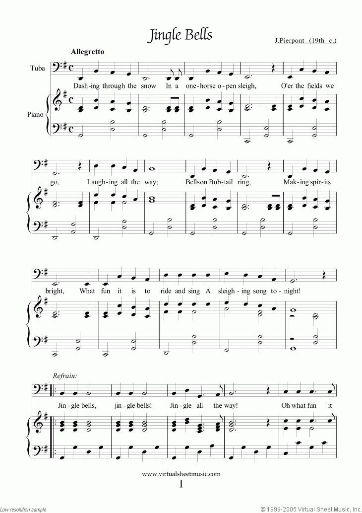 Easy Christmas Tuba Sheet Music Songs Printable PDF 