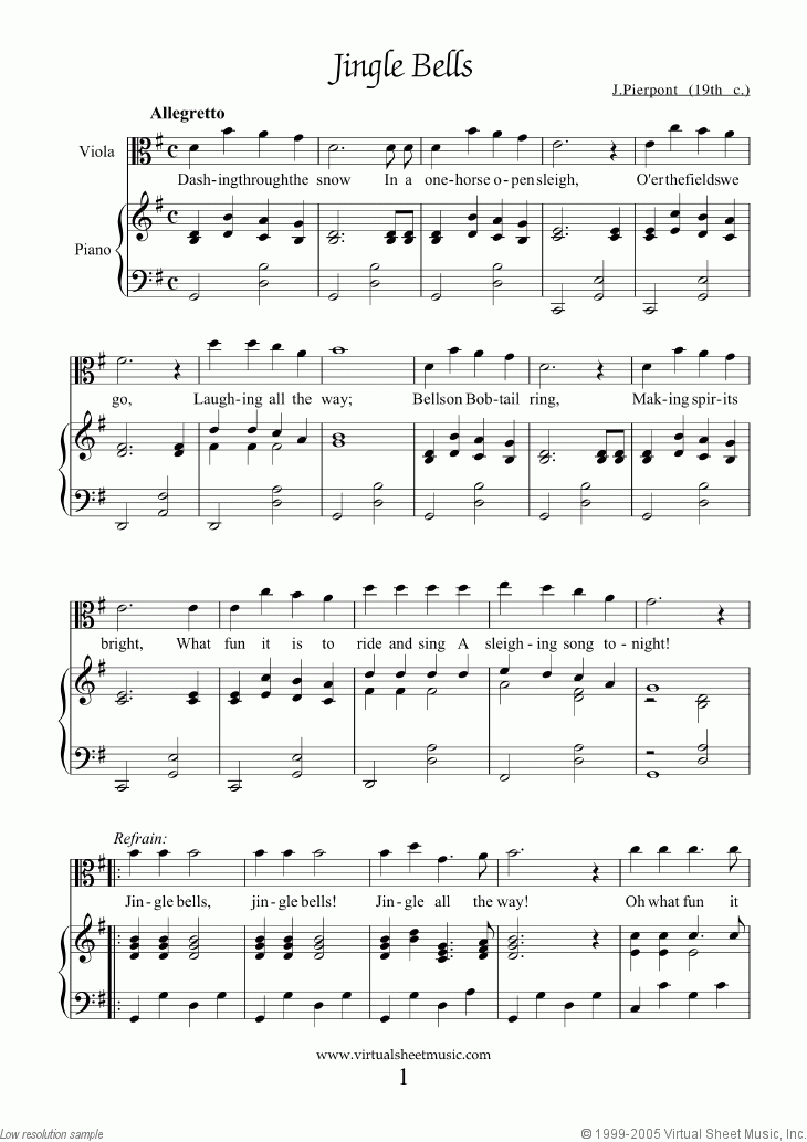 Easy Christmas Viola Sheet Music Songs Printable PDF Collection 1