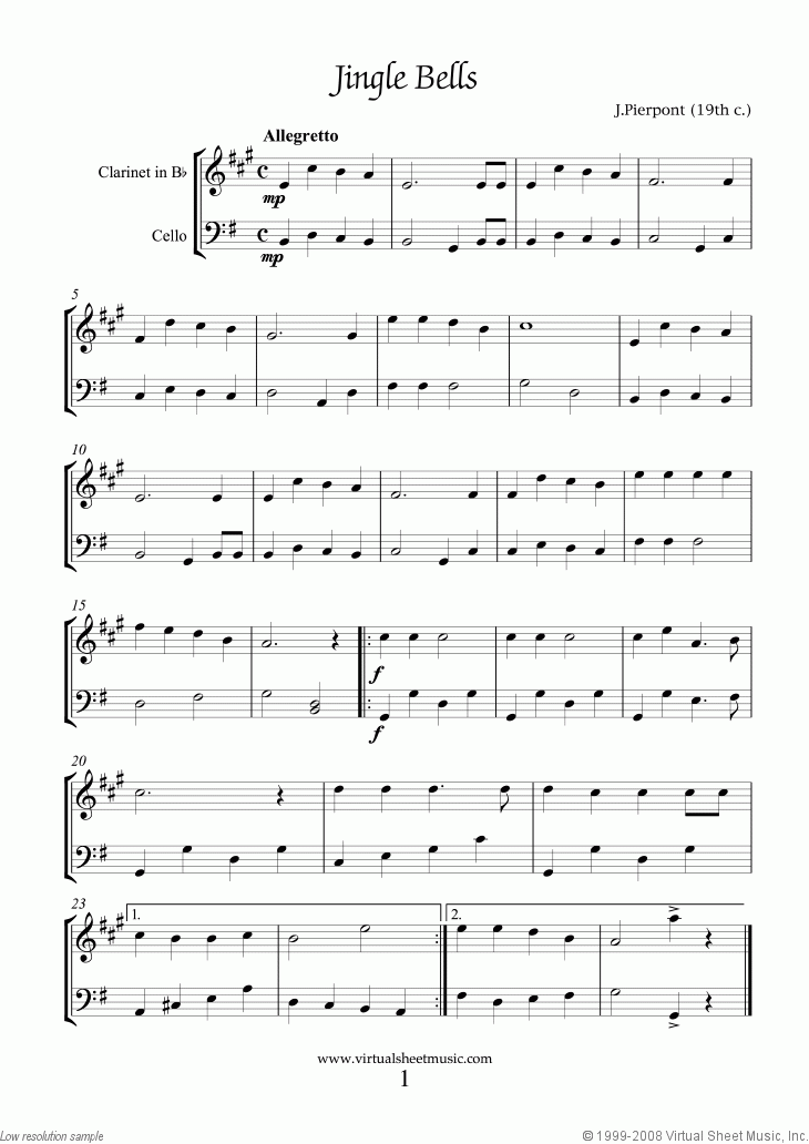 Easy Clarinet And Cello Duets Sheet Music Songs PDF