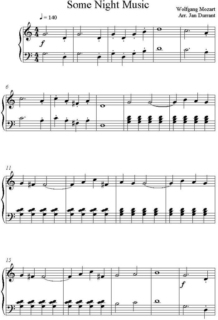 Eine Kleine Nachtmusic Easy Piano Sheet Music Free To Print W Video 