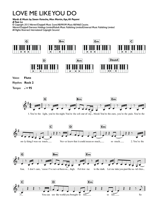 Ellie Goulding Love Me Like You Do Sheet Music Notes Chords 