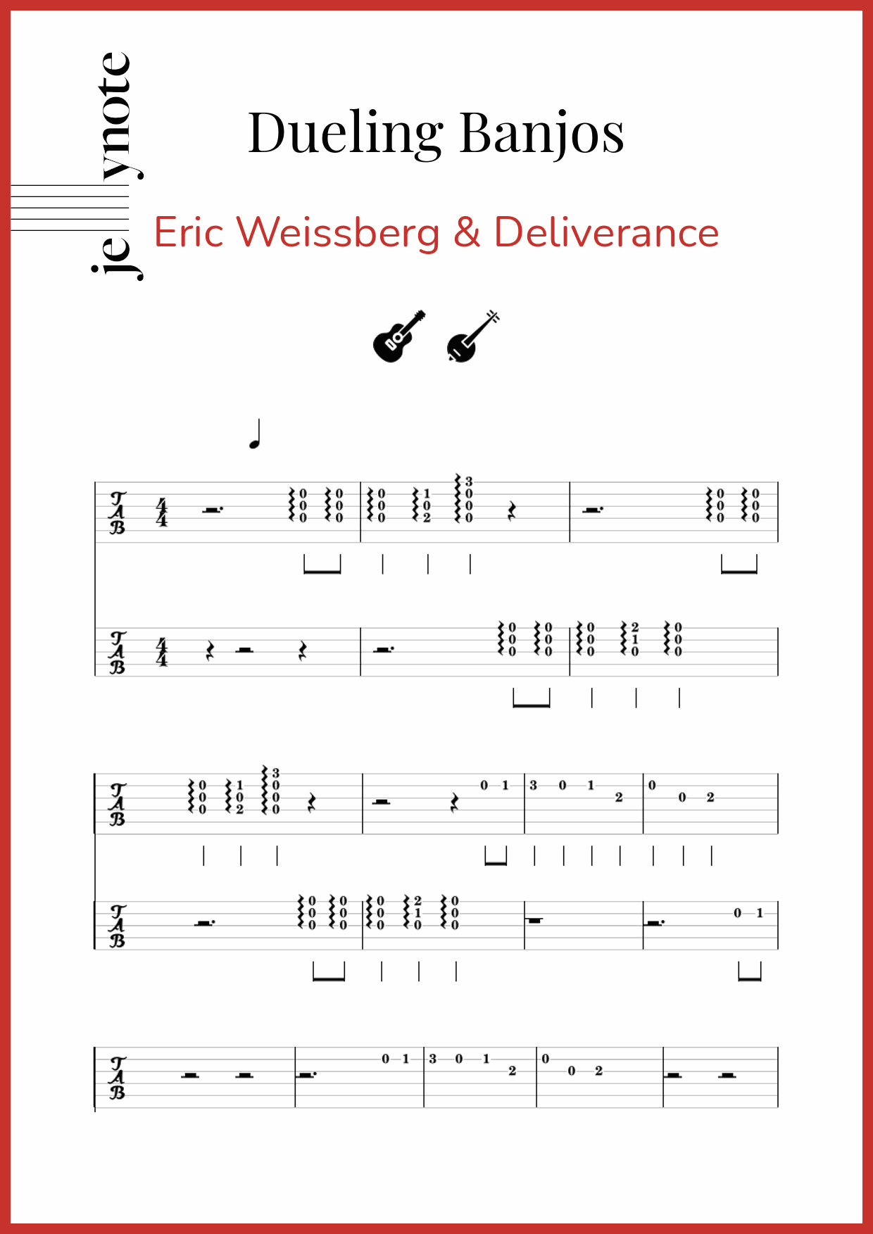 Eric Weissberg Deliverance Dueling Banjos Guitar And Banjo Sheet 