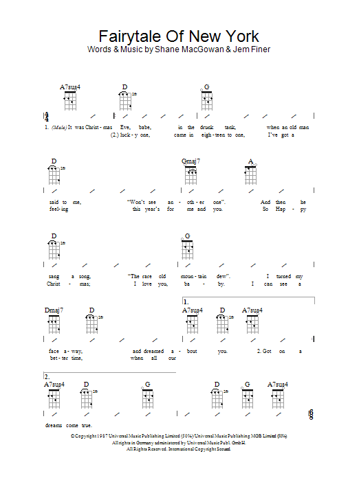 Fairytale Of New York Tabs And Lyrics