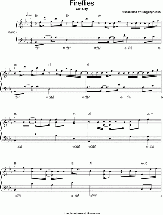 Fireflies Owl City Download Sheet Music