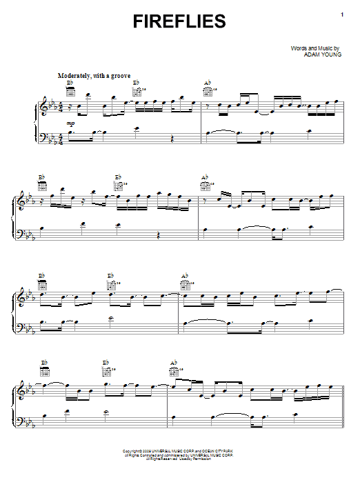 Fireflies Sheet Music Direct