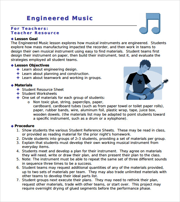 FREE 9 Sample Music Lesson Plan Templates In PDF MS Word