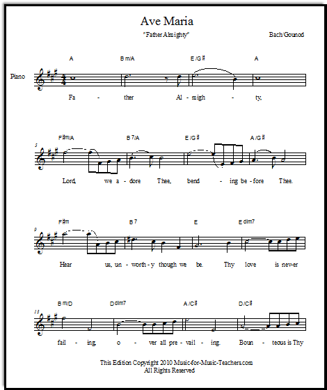 Free Ave Maria Sheet Music In Latin And English