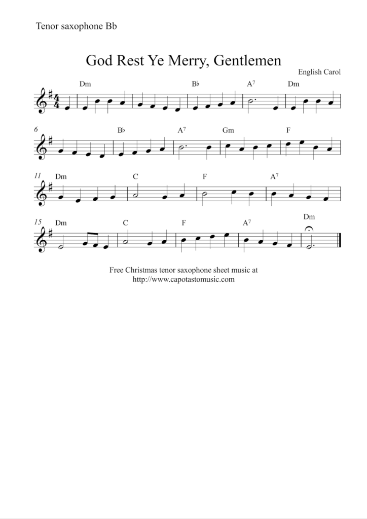 Free Christmas Tenor Saxophone Sheet Music God Rest Ye Merry Gentlemen