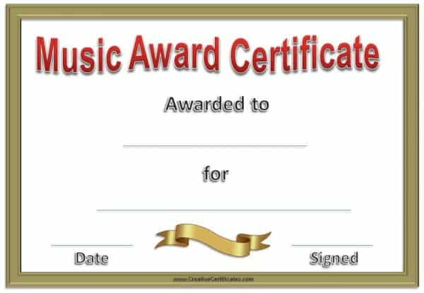 Free Editable Music Certificate Template Free And Customizable