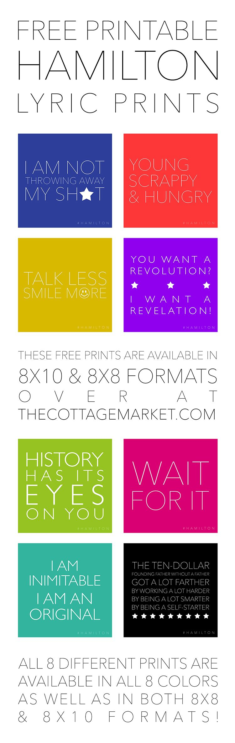 Free Hamilton Lyric Printables The Cottage Market