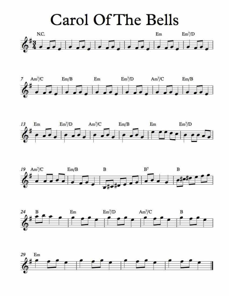 Free Lead Sheet Carol Of The Bells Saxophone Sheet Music Clarinet 