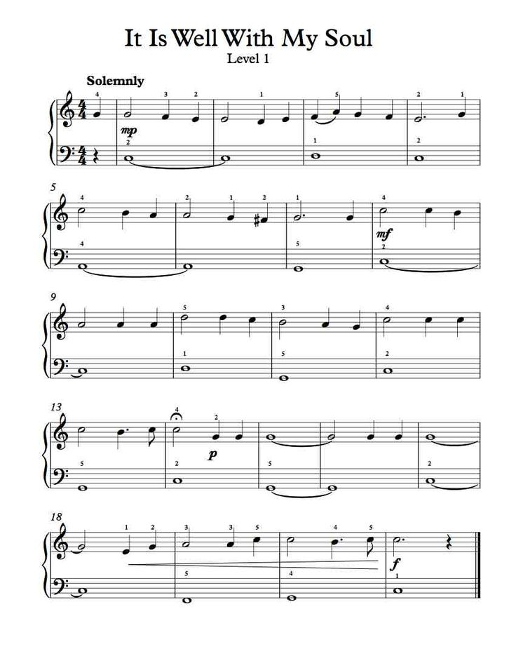 Free Piano Arrangement Sheet Music It Is Well With My Soul Easy 