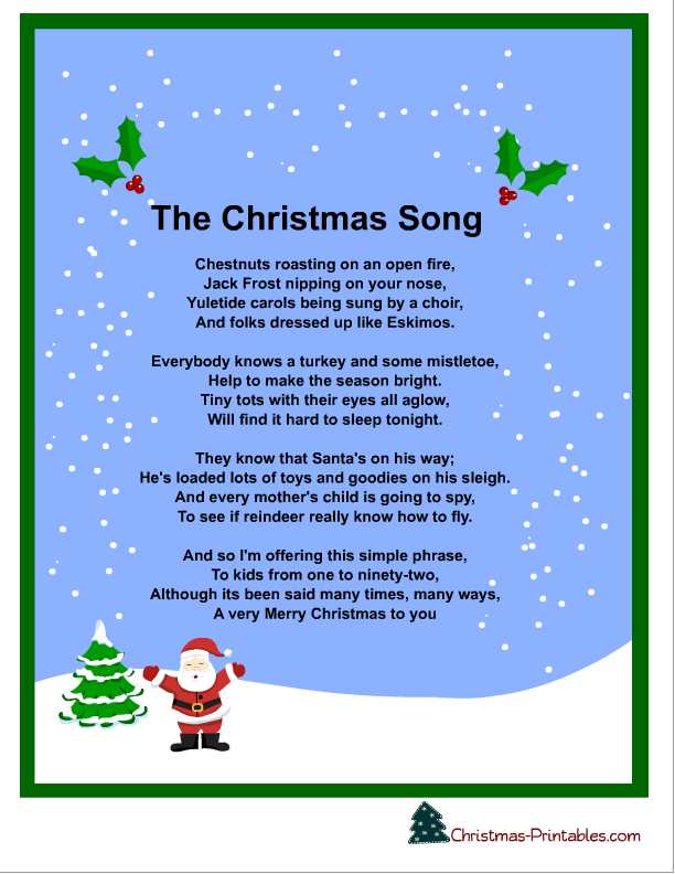 Free Printable Christmas Carols And Songs Lyrics