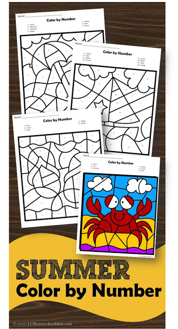 Free Summer Color By Number Printables Free Homeschool Deals