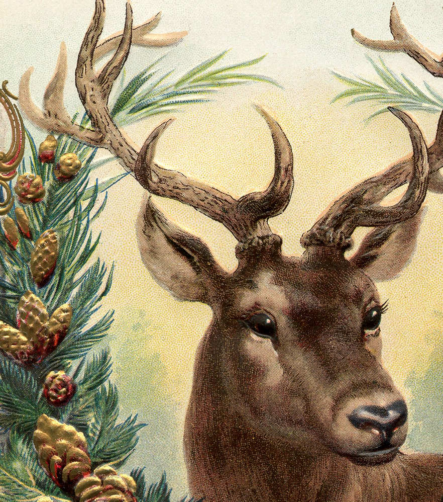 Free Vintage Christmas Image Deer The Graphics Fairy